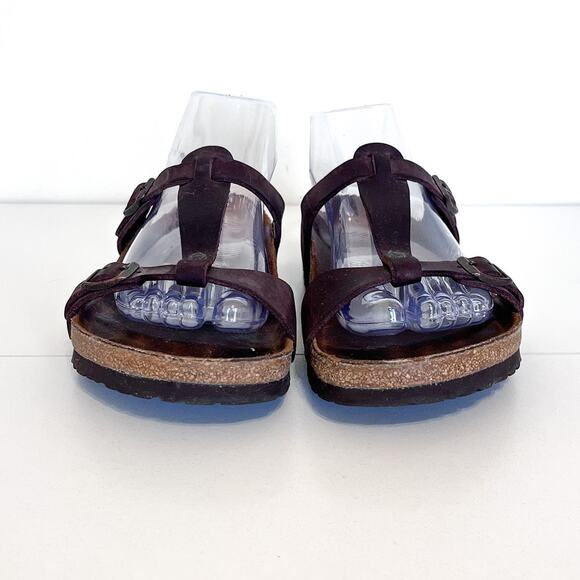 Birkenstock Larisa Slip On Womens Sandals Size 38 US 7 Brown Oiled Leather Open - Picture 6 of 10